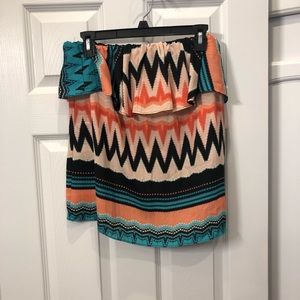 Strapless Aztec top